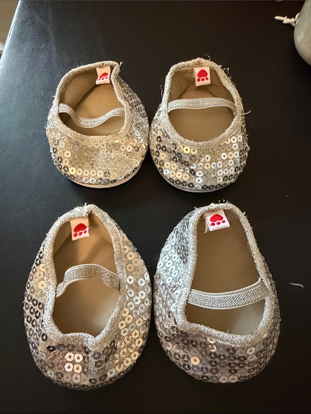 Build-A-Bear Sparkle Sequin Silver Ballet Jazz Shoes